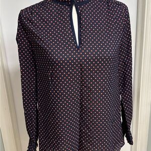 J. Crew Navy Polka Dot Women's Blouse Top